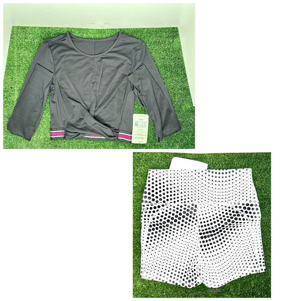 Fabletics bundle size small high wasted shorts long sleeve twist top